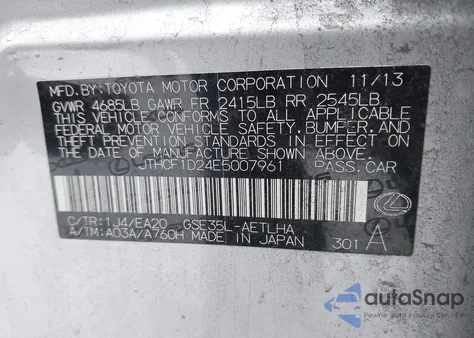 2014 Lexus Is 250 z USA, uszkodzony, nr VIN JTHCF1D24E5007961